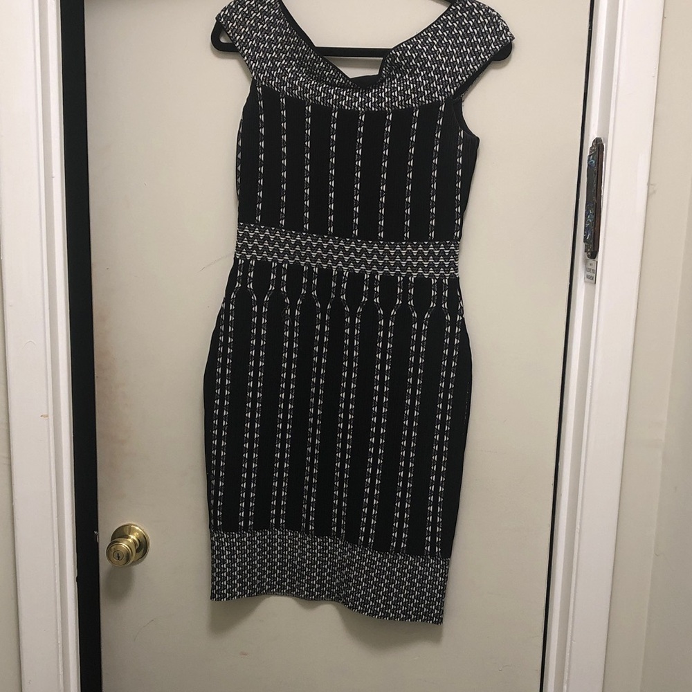 Ted Baker Black and White Geometric Midi Dress